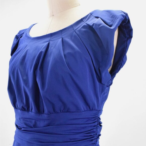 Diane von Furstenberg Dress Royal Blue Stretch Woven Cap-Sleeve Size 8 - Picture 3 of 10